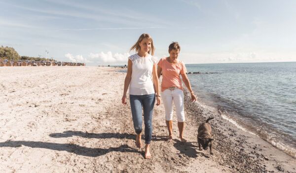 Spaziergang mit Hund am Strand von Grömitz